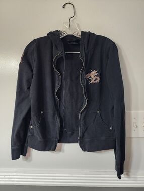 Harley Davidson Black Zip-Up Hoodie with Script Chest Accent